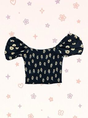 Hollister Floral Smocked Off the Shoulder Crop Top XS